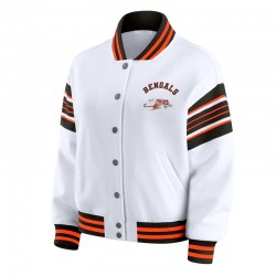 Cincinnati Bengals Snap Front White Fleece Jacket
