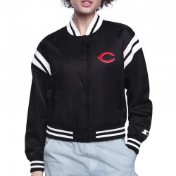 Cincinnati Reds Printed Logo Varsity Satin Jacket Cincinnati Reds Printed Logo Varsity Satin Jacket