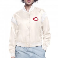 Cincinnati Reds Printed Logo Varsity Satin Jacket Cincinnati Reds Printed Logo Varsity Satin Jacket