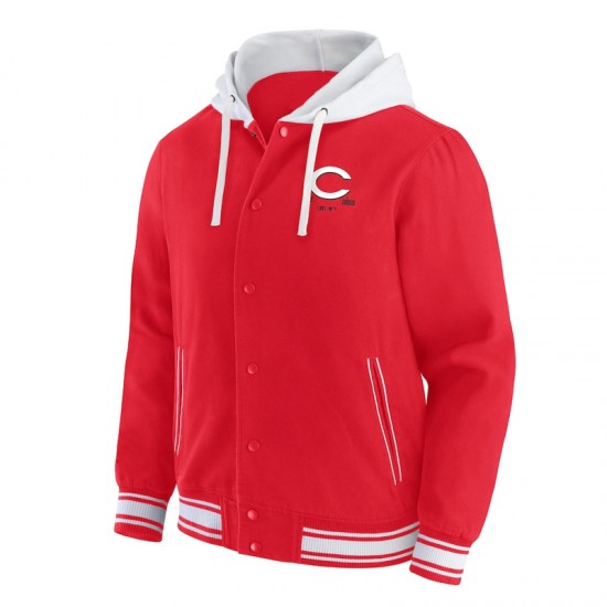 Cincinnati Reds Red Cotton Hooded Jacket Cincinnati Reds Red Cotton Hooded Jacket