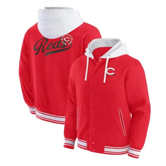 Cincinnati Reds Red Cotton Hooded Jacket Cincinnati Reds Red Cotton Hooded Jacket