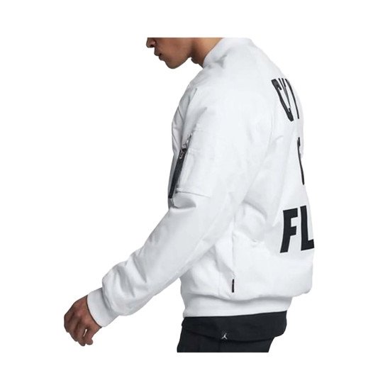 City of Flight AJ23 White Bomber Jacket City of Flight AJ23 White Bomber Jacket