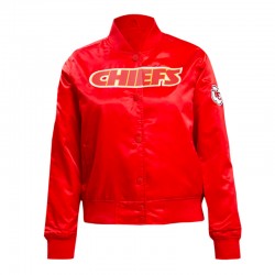 Classic Kansas City Chiefs Black Satin Jacket Classic Kansas City Chiefs Black Satin Jacket