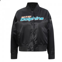 Classic Miami Dolphins Black Satin Jacket Classic Miami Dolphins Black Satin Jacket