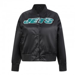 Classic New York Jets Black Satin Jacket Classic New York Jets Black Satin Jacket
