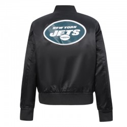 Classic New York Jets Black Satin Jacket Classic New York Jets Black Satin Jacket