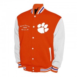 Clemson Tigers Fleece Orange and White Varsity Jacket