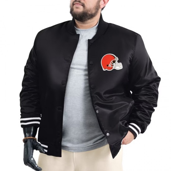 Cleveland Browns Adaptive Team Graphic Varsity Satin Jacket Cleveland Browns Adaptive Team Graphic Varsity Satin Jacket