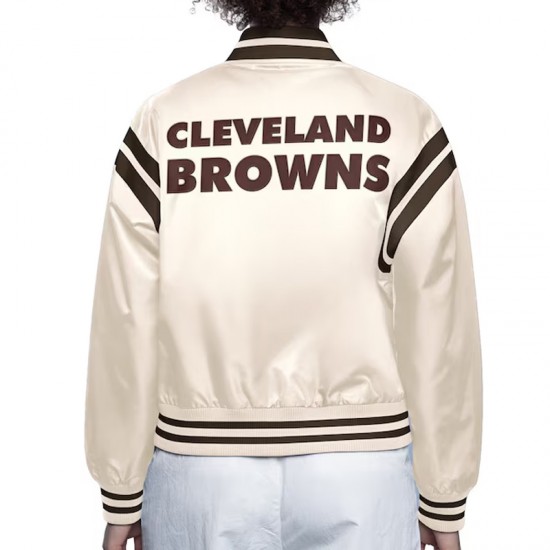 Cleveland Browns Full Count Full-Snap Satin Cream Jacket Cleveland Browns Full Count Full-Snap Satin Cream Jacket