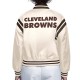 Cleveland Browns Full Count Full-Snap Satin Cream Jacket Cleveland Browns Full Count Full-Snap Satin Cream Jacket