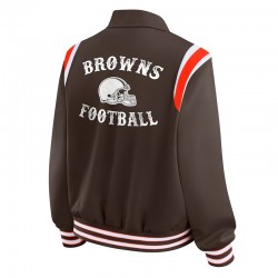 Cleveland Browns Lightweight Brown Varsity Satin Jacket Cleveland Browns Lightweight Brown Varsity Satin Jacket