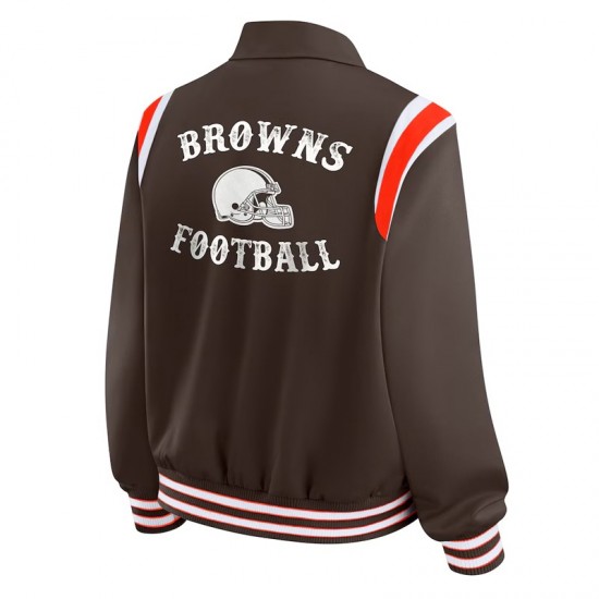 Cleveland Browns Lightweight Brown Varsity Satin Jacket