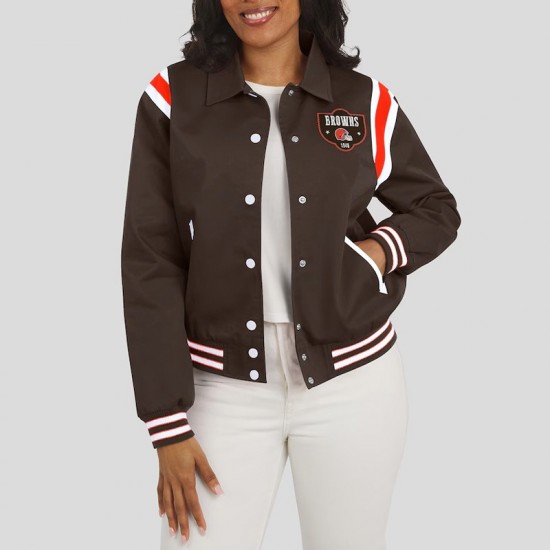 Cleveland Browns Lightweight Brown Varsity Satin Jacket