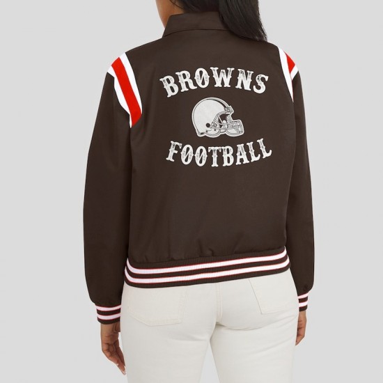 Cleveland Browns Lightweight Brown Varsity Satin Jacket