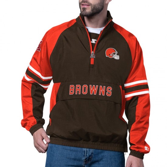 Cleveland Browns Prospect Brown  Jacket - Half-Zip Pullover