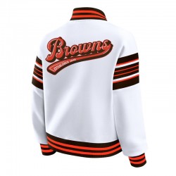 Cleveland Browns Snap Front White Fleece Jacket Cleveland Browns Snap Front White Fleece Jacket