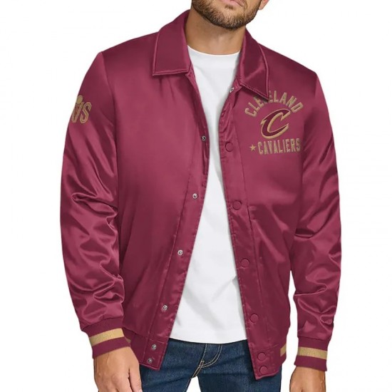 Cleveland Cavaliers Stitch Applique Wine Satin Jacket Cleveland Cavaliers Stitch Applique Wine Satin Jacket