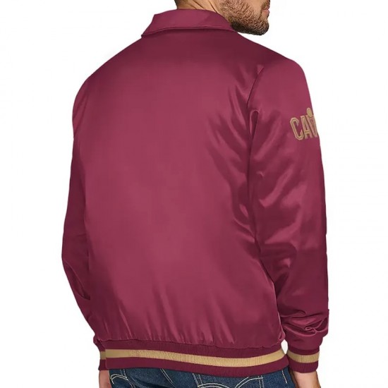 Cleveland Cavaliers Stitch Applique Wine Satin Jacket Cleveland Cavaliers Stitch Applique Wine Satin Jacket