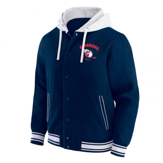 Cleveland Guardians Navy Cotton Hooded Jacket Cleveland Guardians Navy Cotton Hooded Jacket