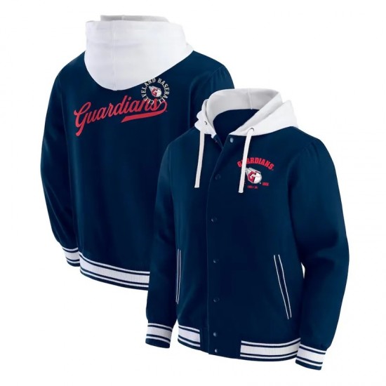 Cleveland Guardians Navy Cotton Hooded Jacket Cleveland Guardians Navy Cotton Hooded Jacket