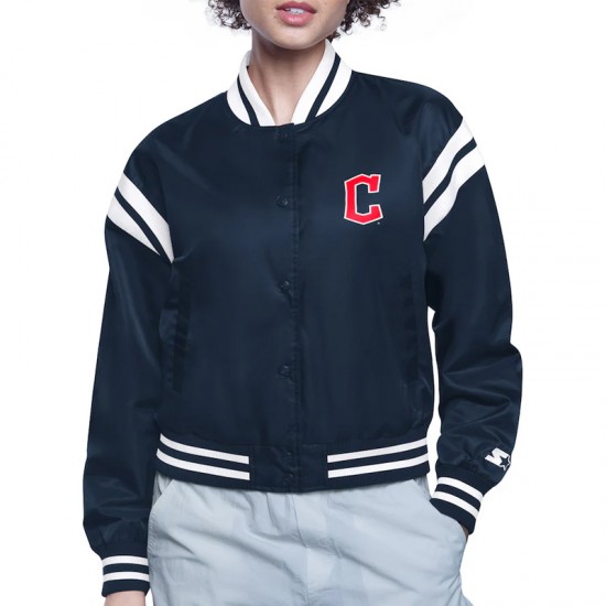 Cleveland Guardians Printed Logo Varsity Satin Jacket Cleveland Guardians Printed Logo Varsity Satin Jacket