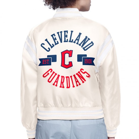 Cleveland Guardians Printed Logo Varsity Satin Jacket Cleveland Guardians Printed Logo Varsity Satin Jacket