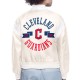 Cleveland Guardians Printed Logo Varsity Satin Jacket Cleveland Guardians Printed Logo Varsity Satin Jacket