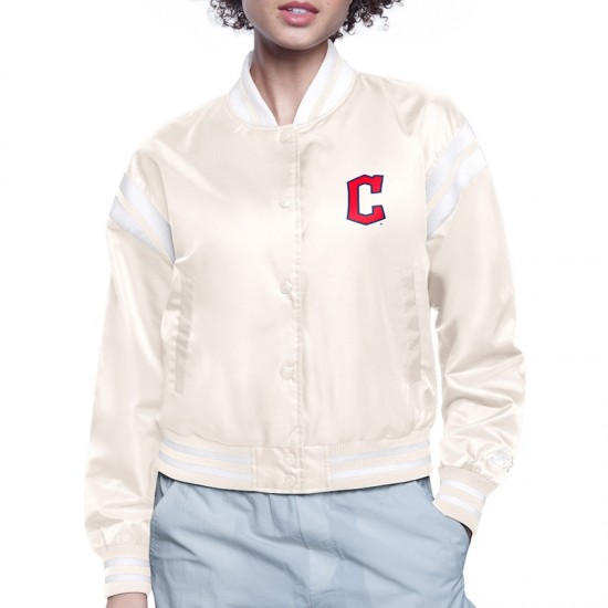 Cleveland Guardians Printed Logo Varsity Satin Jacket Cleveland Guardians Printed Logo Varsity Satin Jacket