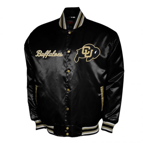 Colorado Buffaloes Club Black Satin Varsity Jacket Colorado Buffaloes Club Black Satin Varsity Jacket