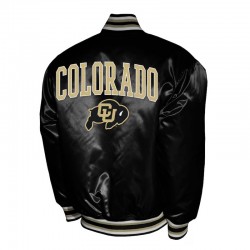 Colorado Buffaloes Club Black Satin Varsity Jacket Colorado Buffaloes Club Black Satin Varsity Jacket