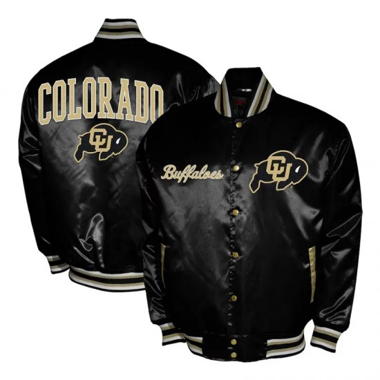 Colorado Buffaloes Club Black Satin Varsity Jacket Colorado Buffaloes Club Black Satin Varsity Jacket