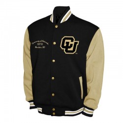 Colorado Buffaloes Fleece Black and Beige Varsity Jacket