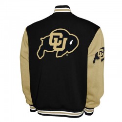 Colorado Buffaloes Fleece Black and Beige Varsity Jacket Colorado Buffaloes Fleece Black and Beige Varsity Jacket
