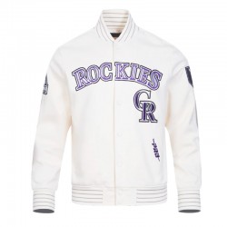 Colorado Rockies Eggshell/Black Game Day Jacket with Current Logo Colorado Rockies Eggshell/Black Game Day Jacket with Current Logo