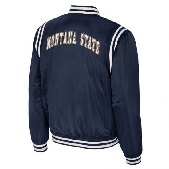 Colosseum Montana State Bobcats Navy Varsity Satin Jacket