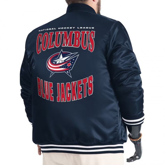 Columbus Blue Jackets Adaptive Bold Logo Varsity Satin Jacket