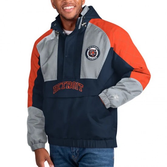 Cooperstown Detroit Tigers The Body Check Half-Zip Hooded Jacket Cooperstown Detroit Tigers The Body Check Half-Zip Hooded Jacket