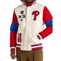 Cream Philadelphia Phillies Varsity Jacket
