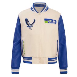 Cream Seattle Seahawks Retro Classic Full-Zip Varsity Jacket Cream Seattle Seahawks Retro Classic Full-Zip Varsity Jacket