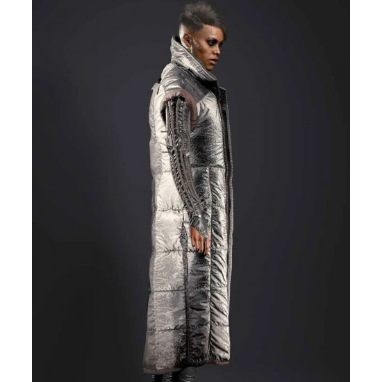 Cyberpunk 2077 Brigitte Silver Sleeveless Coat Cyberpunk 2077 Brigitte Silver Sleeveless Coat