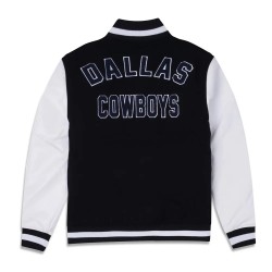 Dallas Cowboys 3rd Down Navy/White Varsity Full-Snap Wool/Leather Jacket Dallas Cowboys 3rd Down Navy/White Varsity Full-Snap Wool/Leather Jacket