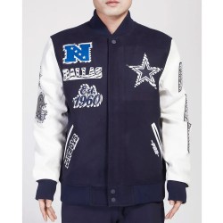 Dallas Cowboys Animal Patches Navy Varsity Jacket Dallas Cowboys Animal Patches Navy Varsity Jacket