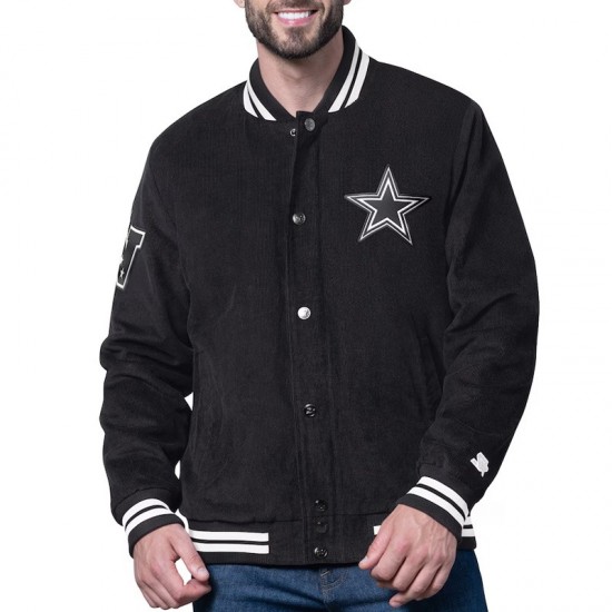 Dallas Cowboys Blackout Corduroy Varsity Jacket Dallas Cowboys Blackout Corduroy Varsity Jacket