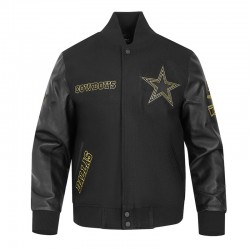 Dallas Cowboys Full-Zip Black Varsity Jacket Dallas Cowboys Full-Zip Black Varsity Jacket