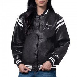 Dallas Cowboys High Heat Vegan Black Varsity Leather Jacket