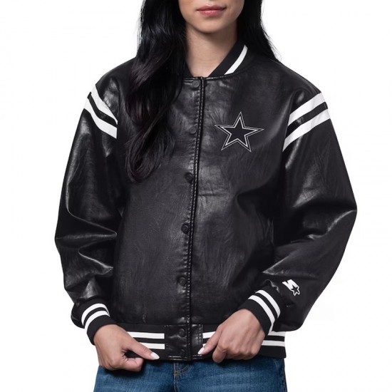 Dallas Cowboys High Heat Vegan Black Varsity Leather Jacket Dallas Cowboys High Heat Vegan Black Varsity Leather Jacket