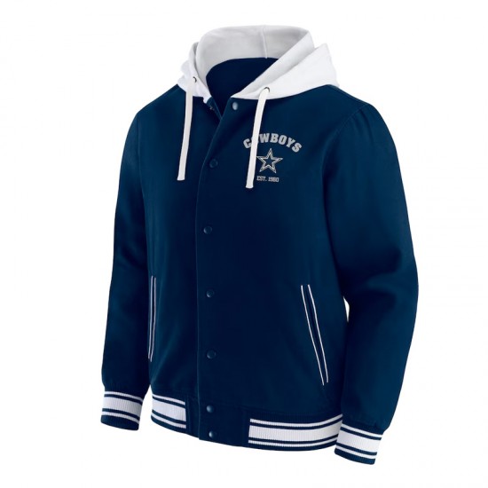 Dallas Cowboys Navy Cotton Hooded Jacket Dallas Cowboys Navy Cotton Hooded Jacket