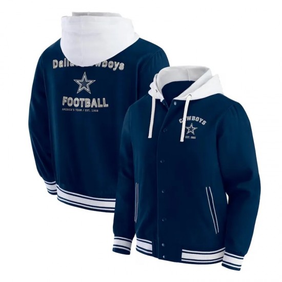 Dallas Cowboys Navy Cotton Hooded Jacket Dallas Cowboys Navy Cotton Hooded Jacket