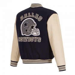 Dallas Cowboys Navy & Cream Varsity – Wool Body Leather Sleeves Dallas Cowboys Navy & Cream Varsity – Wool Body Leather Sleeves