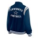 Dallas Cowboys Navy Lightweight Full-Snap Varsity Satin Jacket